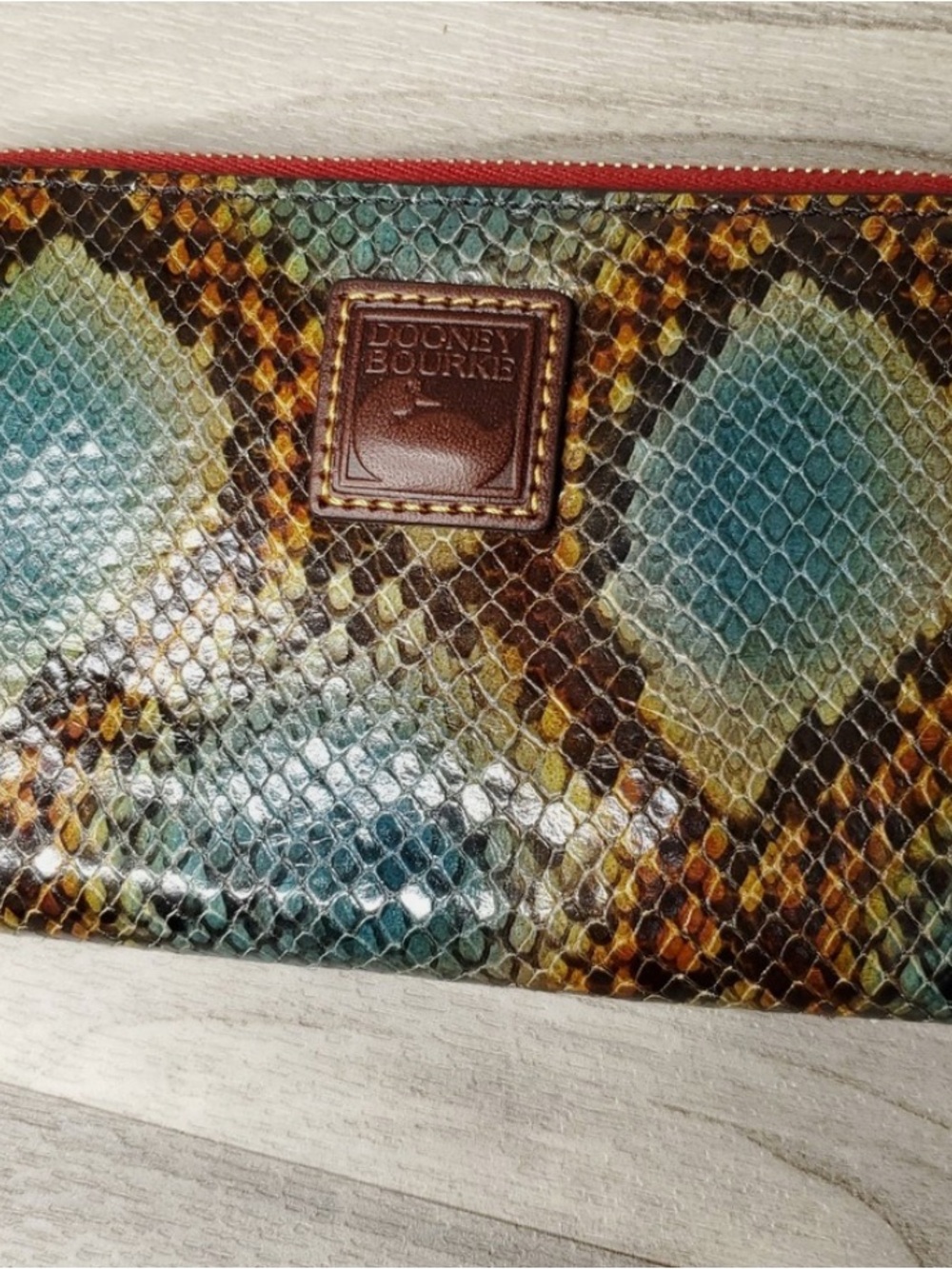 Dooney & Bourke Brown Multi Python-Print Leather Shoulder Bag - Picture 10 of 16